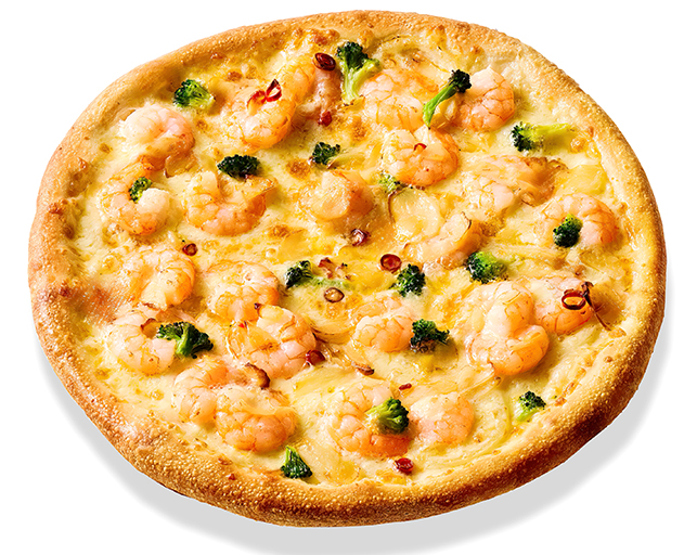 えびとブロッコリーのアヒージョ風ピザ（新商品）